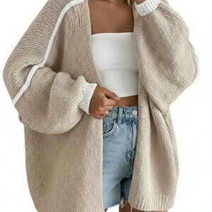 Oversized Chunky Knit Cardigan Open Front Drop Shoulder Minimal Chic